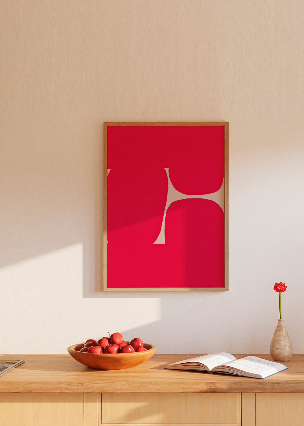 Œuvre abstraite Courbe cramoisie