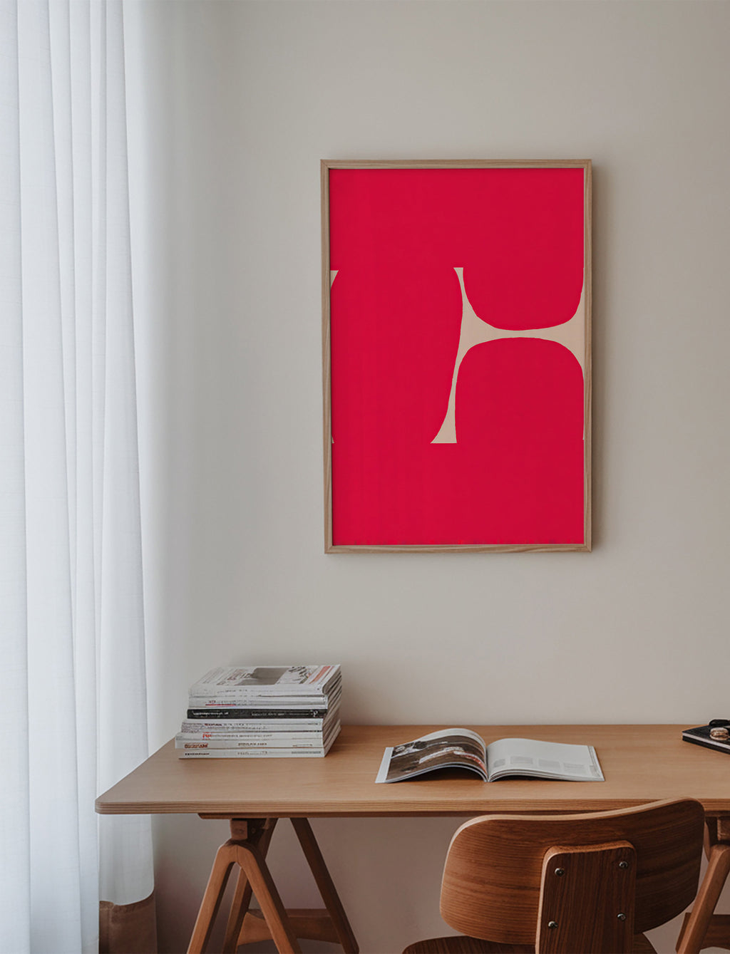 Œuvre abstraite Courbe cramoisie