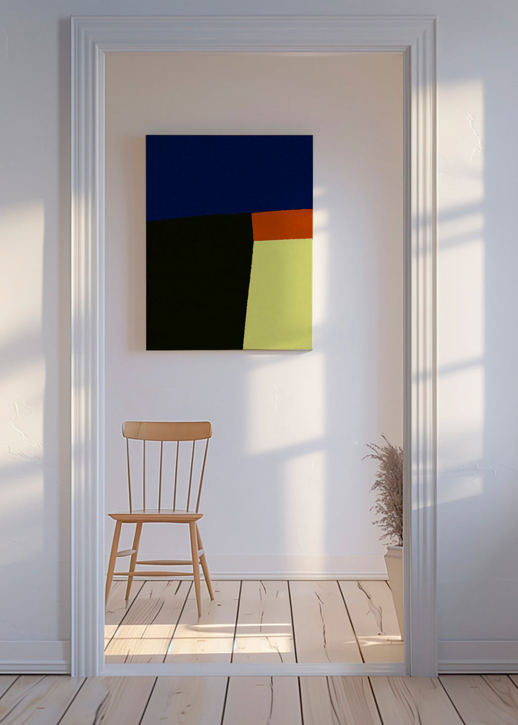 Abstraktes Bild mit kräftigen blauen Flächen