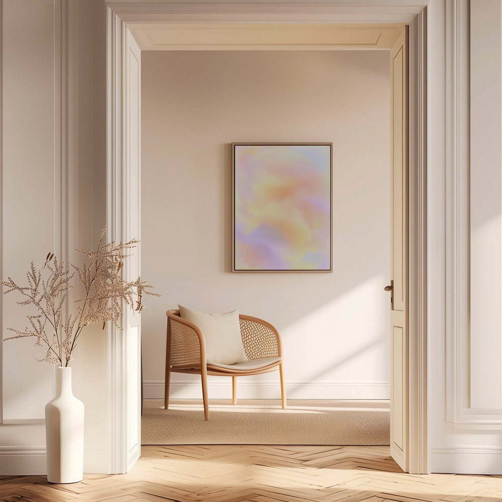 Tableau abstrait nuages aux tons pastel