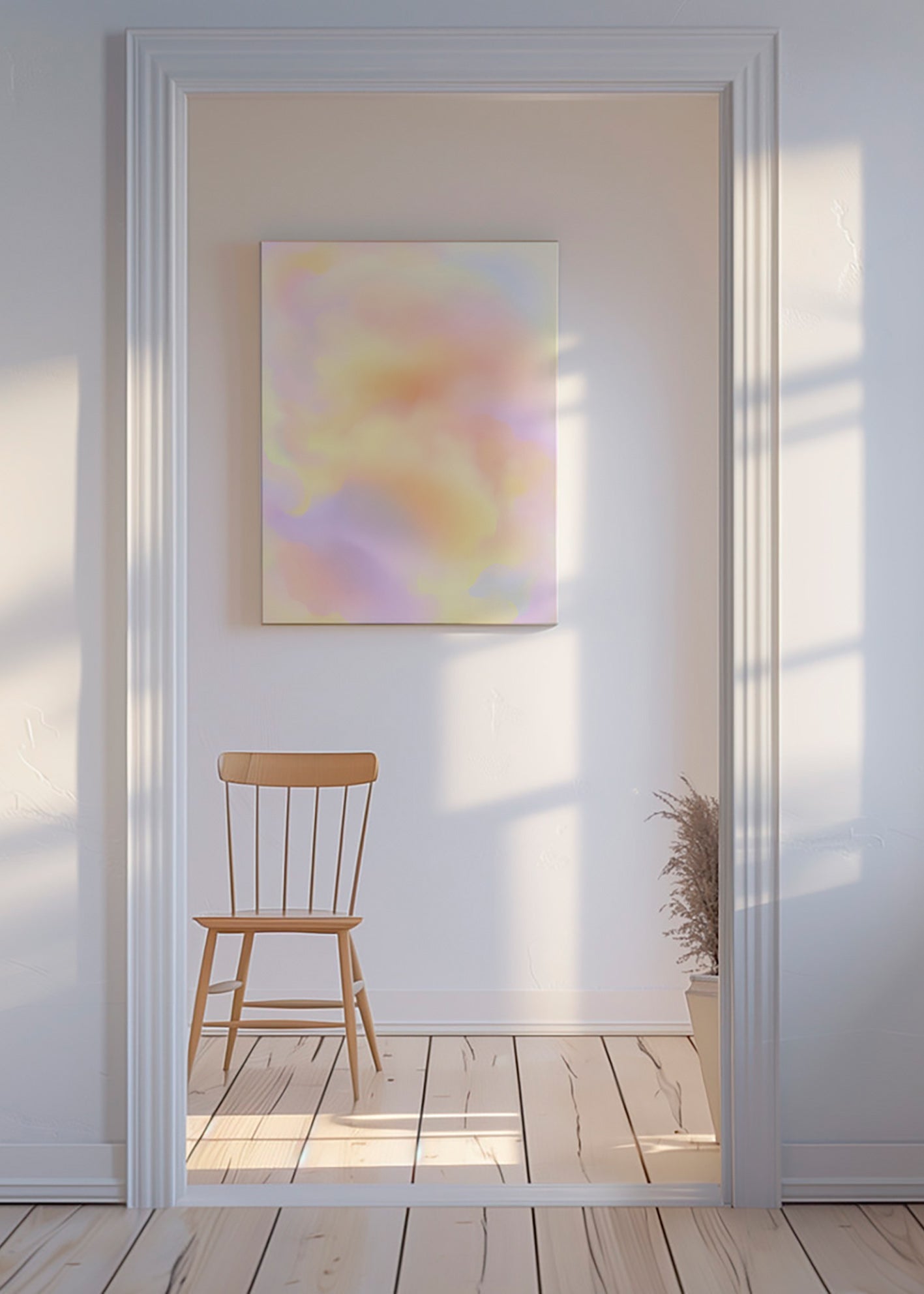 Tableau abstrait nuages aux tons pastel