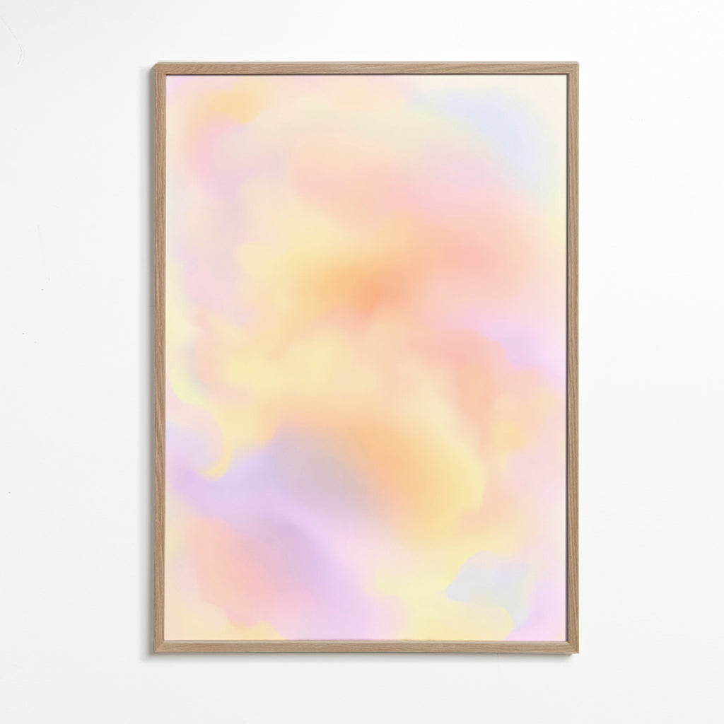 Tableau abstrait nuages aux tons pastel