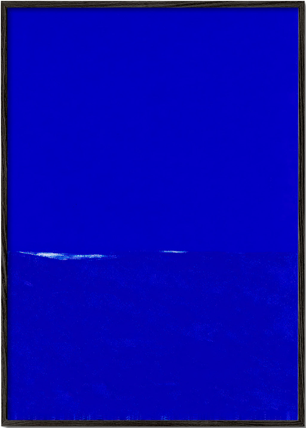 Oeuvre abstraite bleue con horizon discret