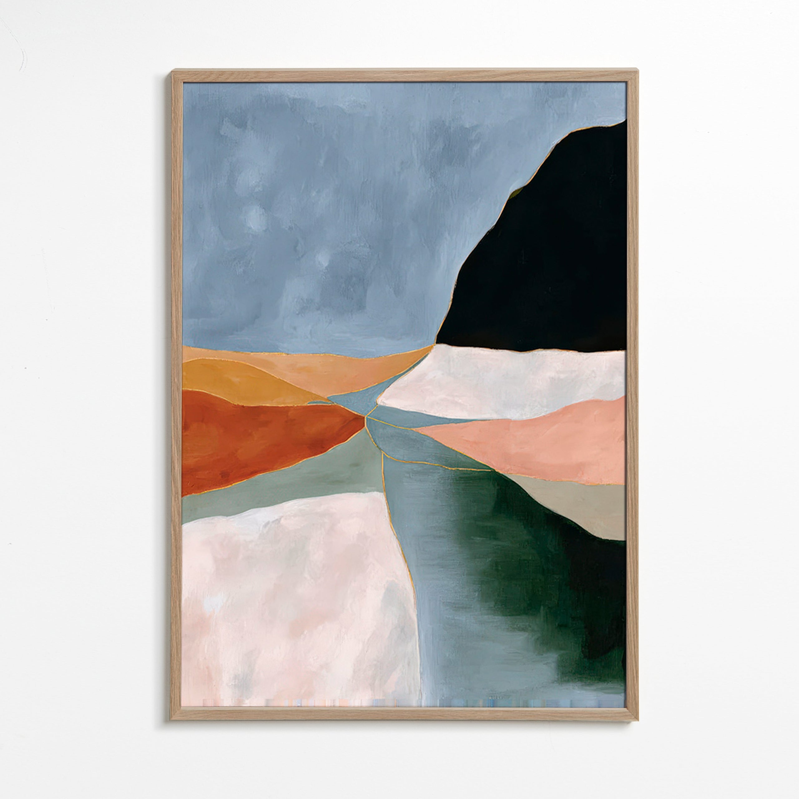 Landschap kunst: vallei en rivier in aardetinten