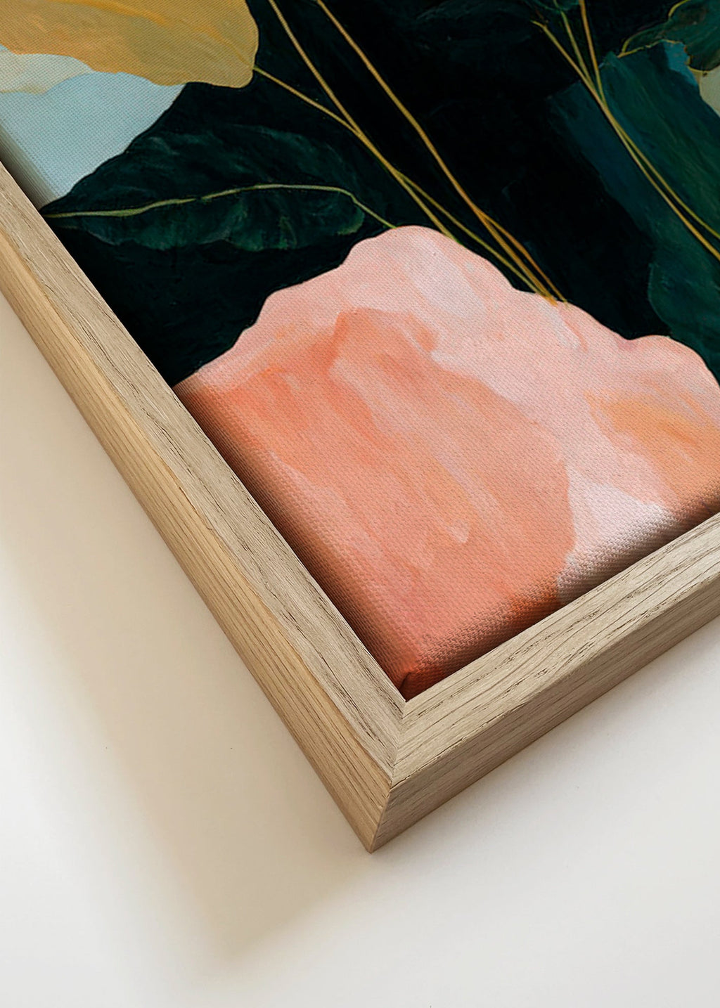Botanische print witte bladeren en rotsvormen