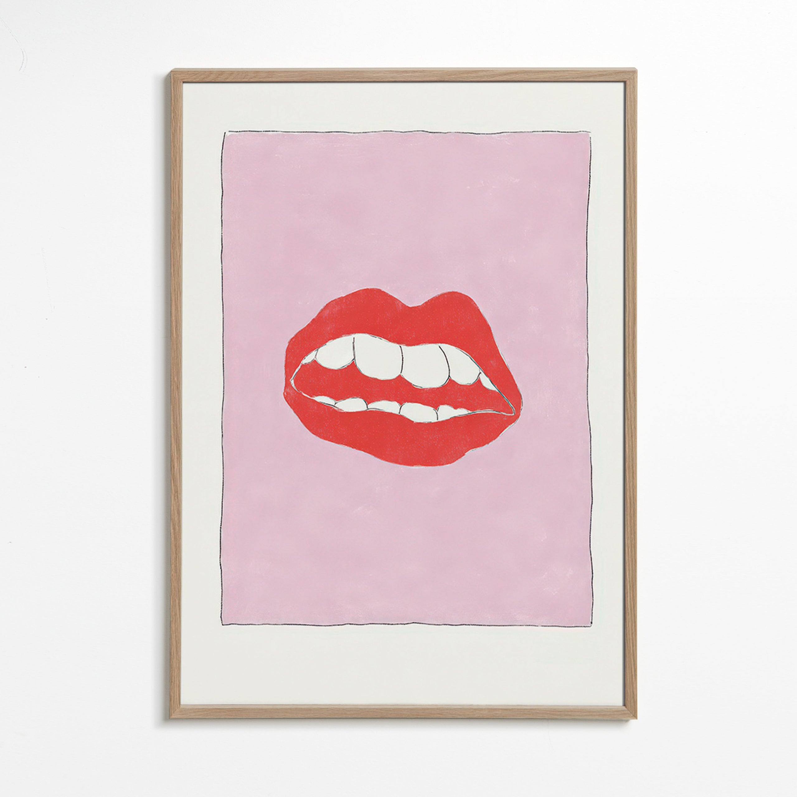 Illustration rote Lippen vor rosa Hintergrund