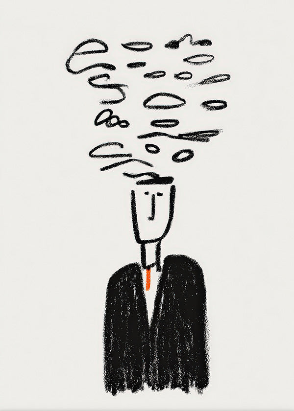 Illustration minimaliste d'une silhouette et fumée