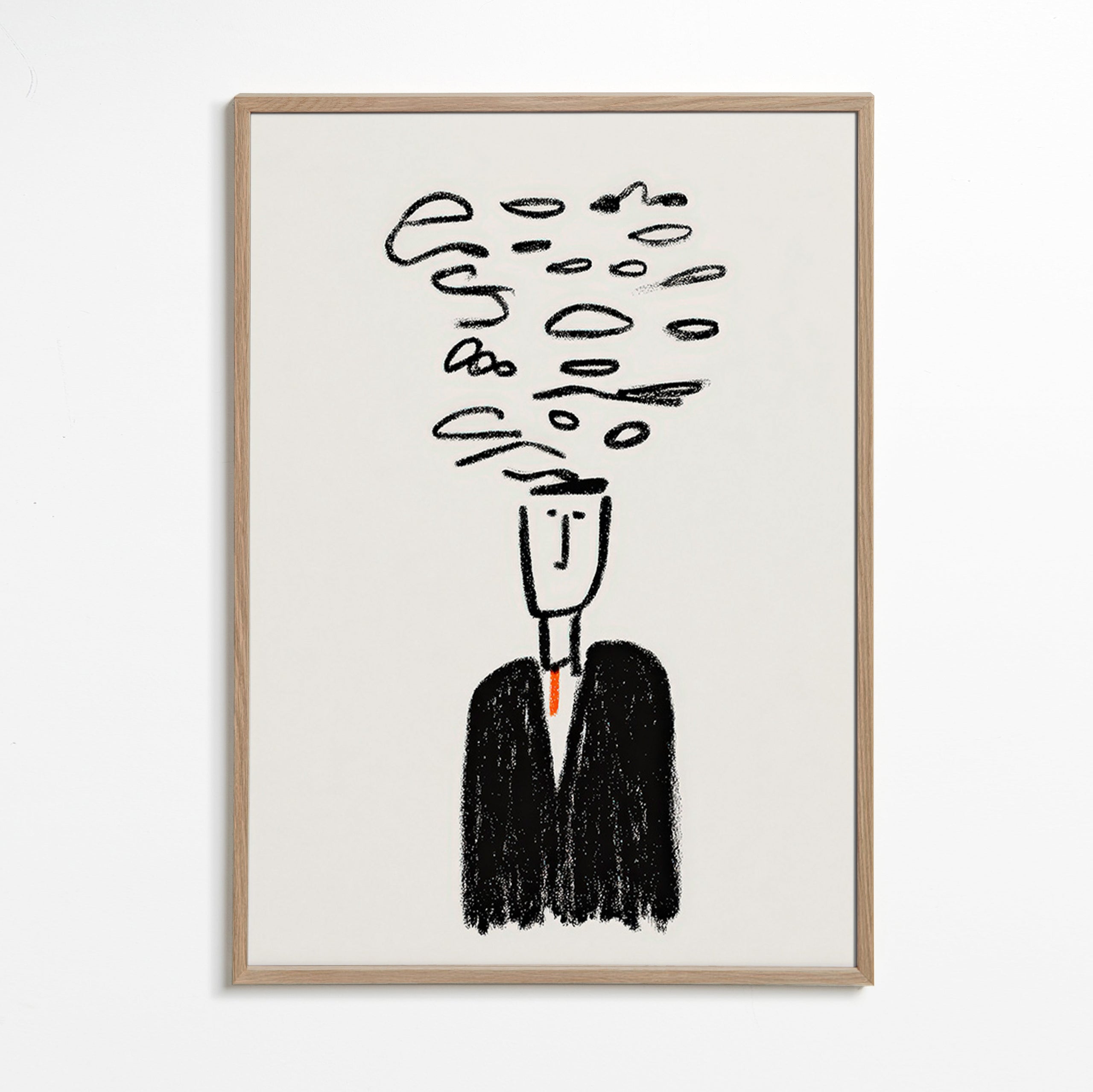 Minimalistische Illustration einer Figur mit Rauch