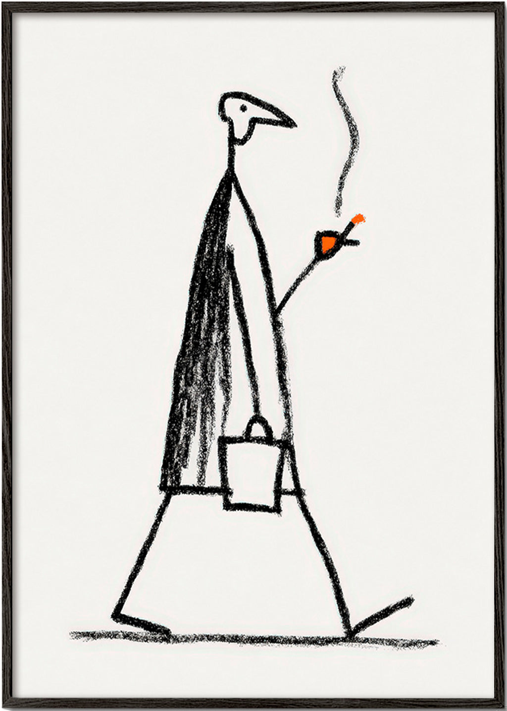 Minimalistische Illustration einer rauchenden Figur