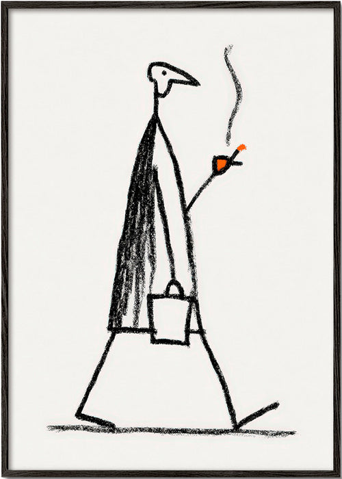 Minimalistische illustratie van rokende wandelaar
