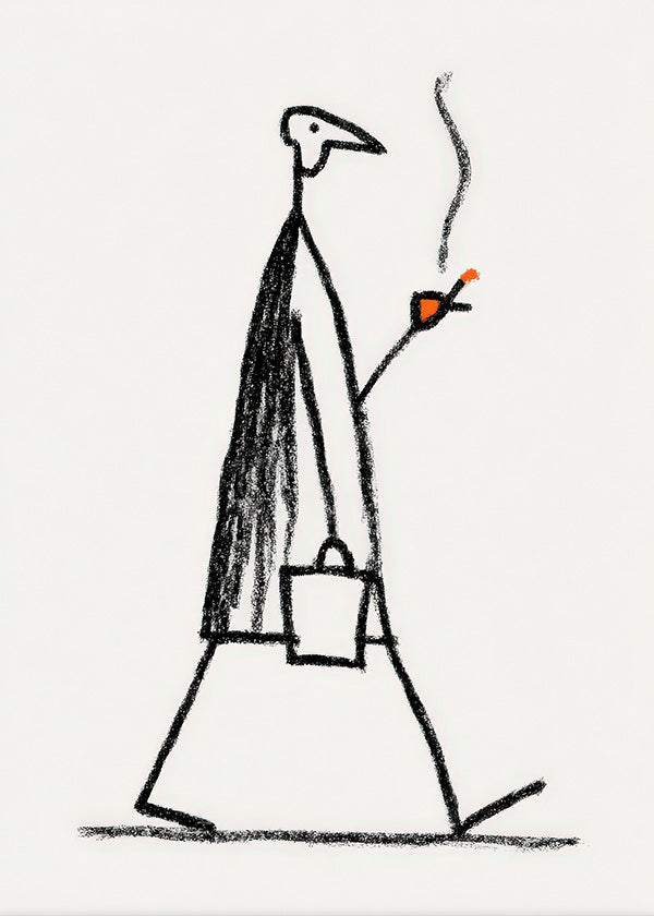 Minimalistische Illustration einer rauchenden Figur