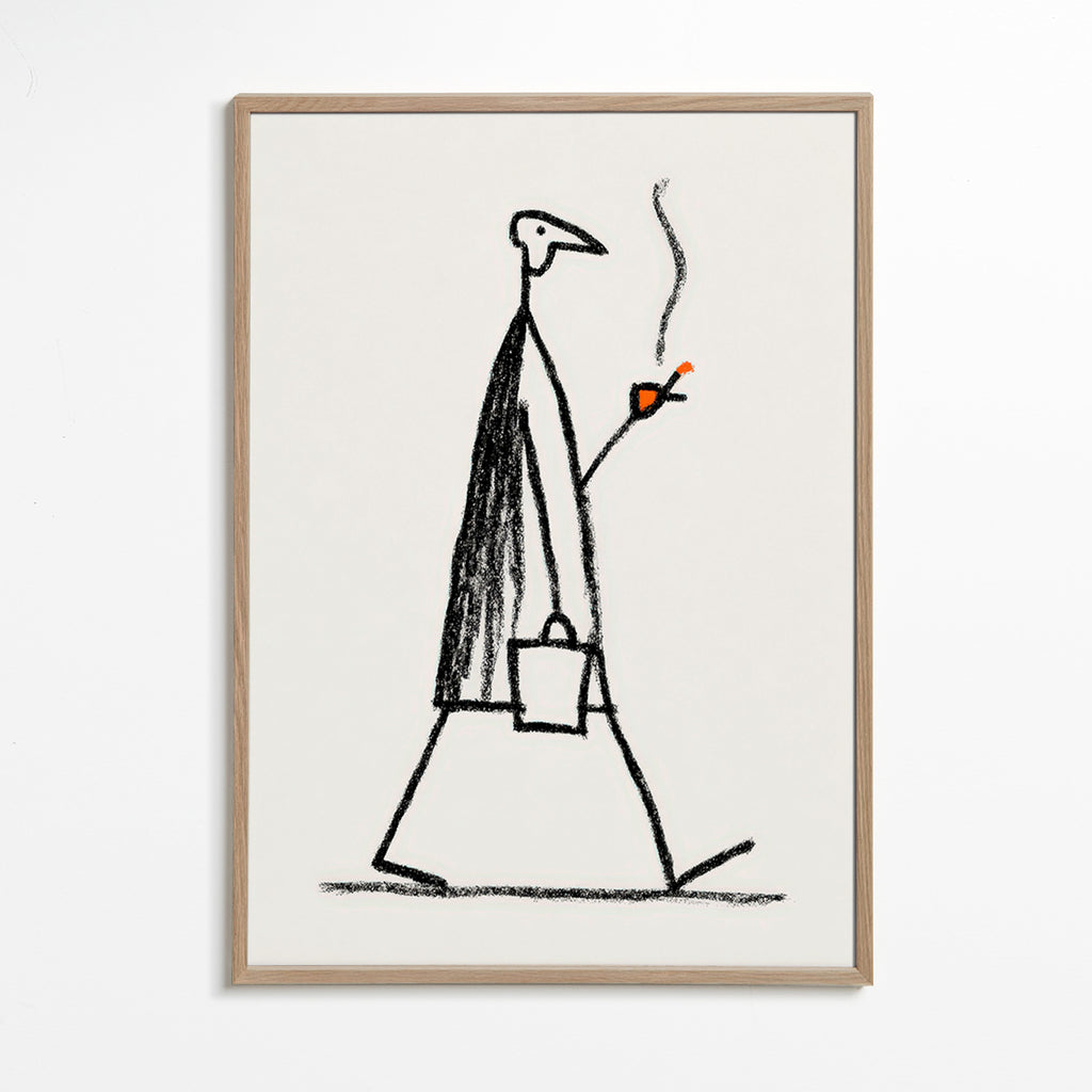 Minimalistische Illustration einer rauchenden Figur