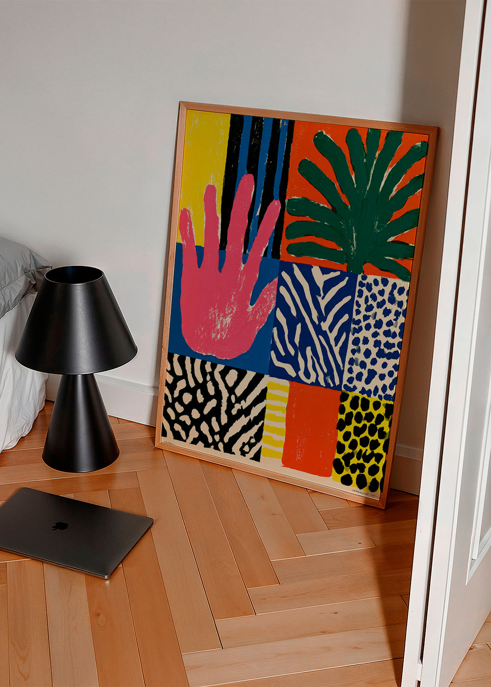 Botanischer Druck mit Hand und Texturen