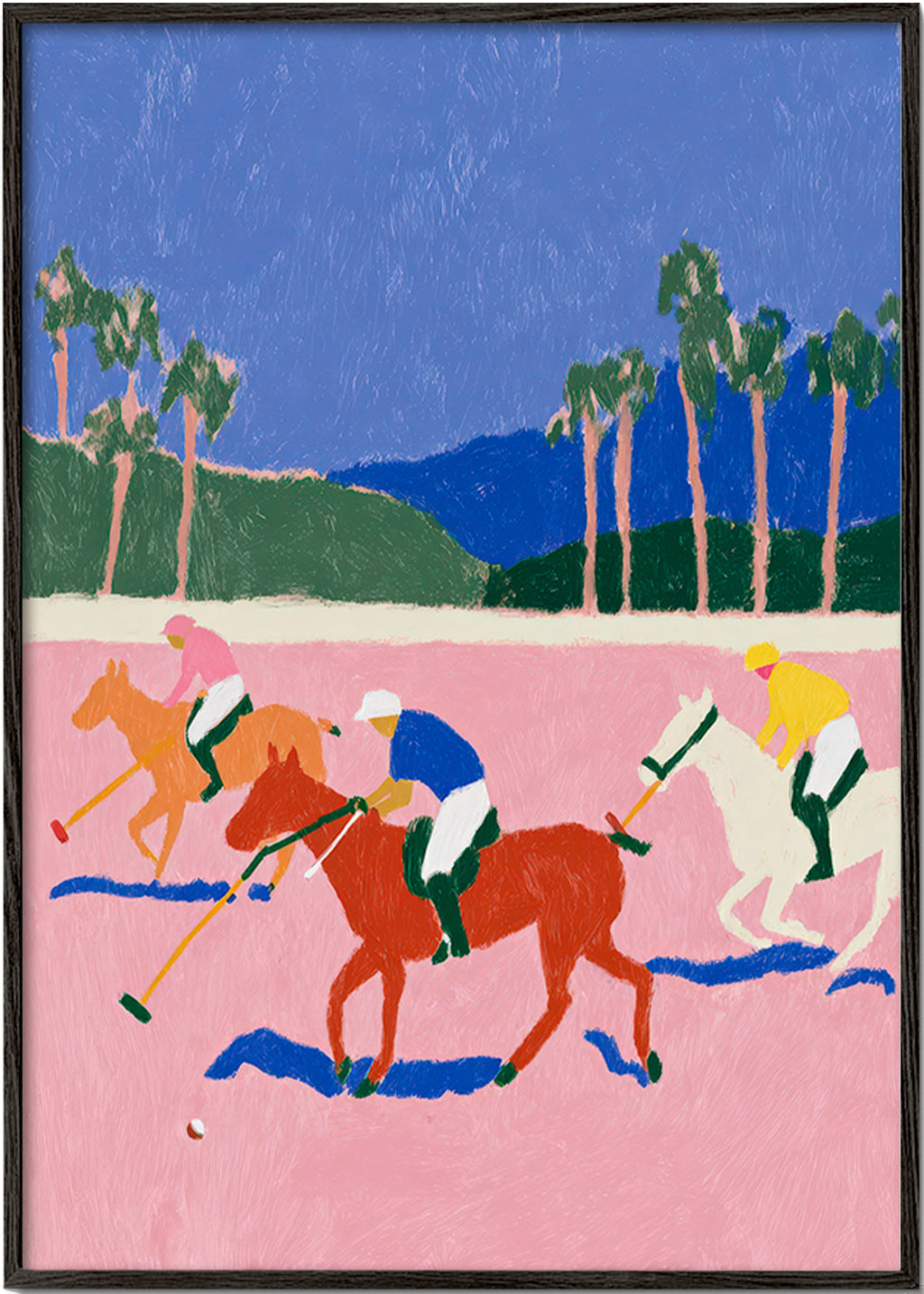 Polo sport schilderij in roze