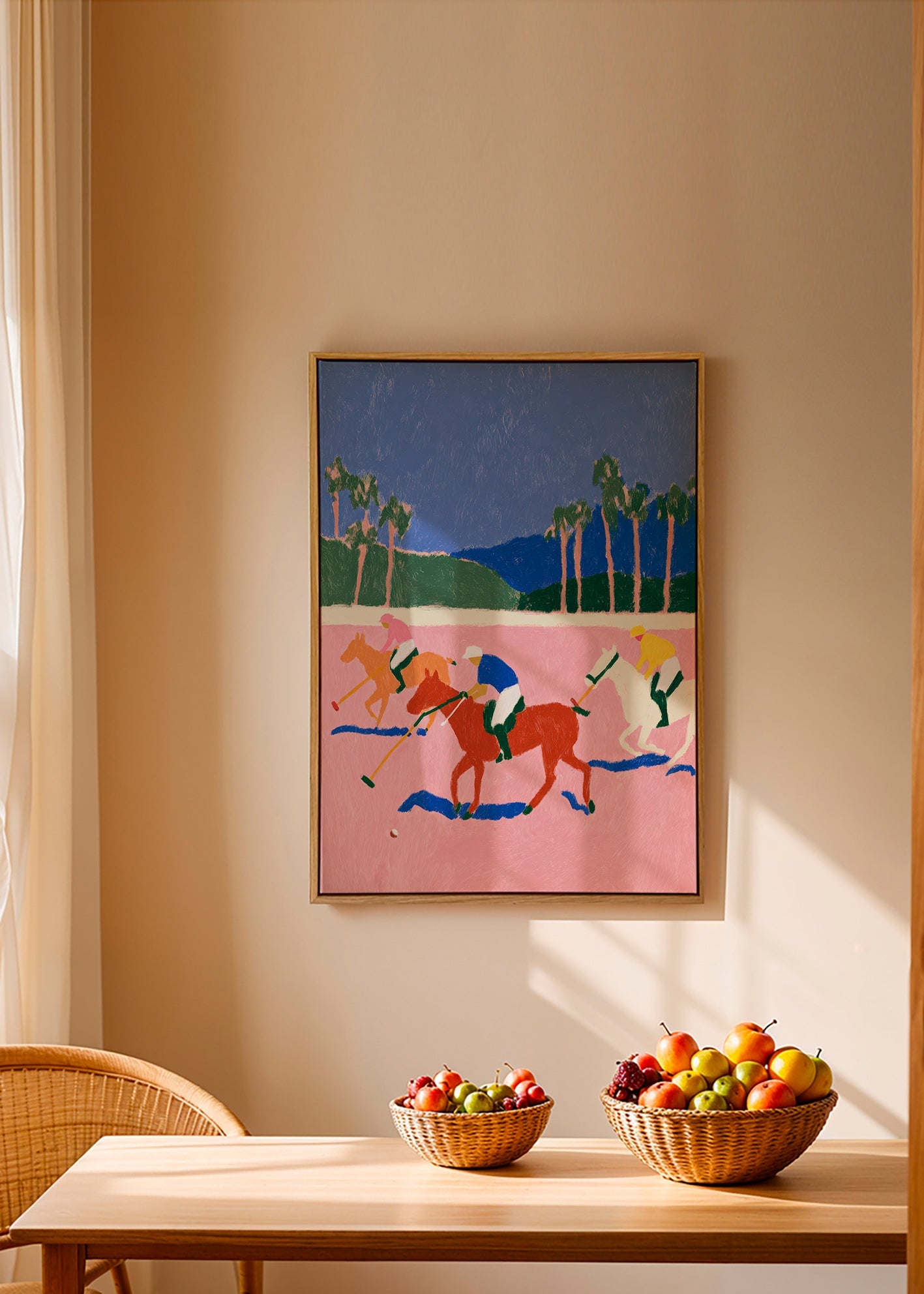 Polo sport schilderij in roze