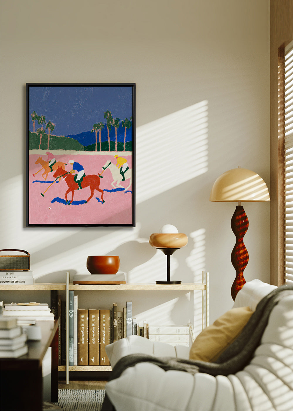 Polo sport schilderij in roze