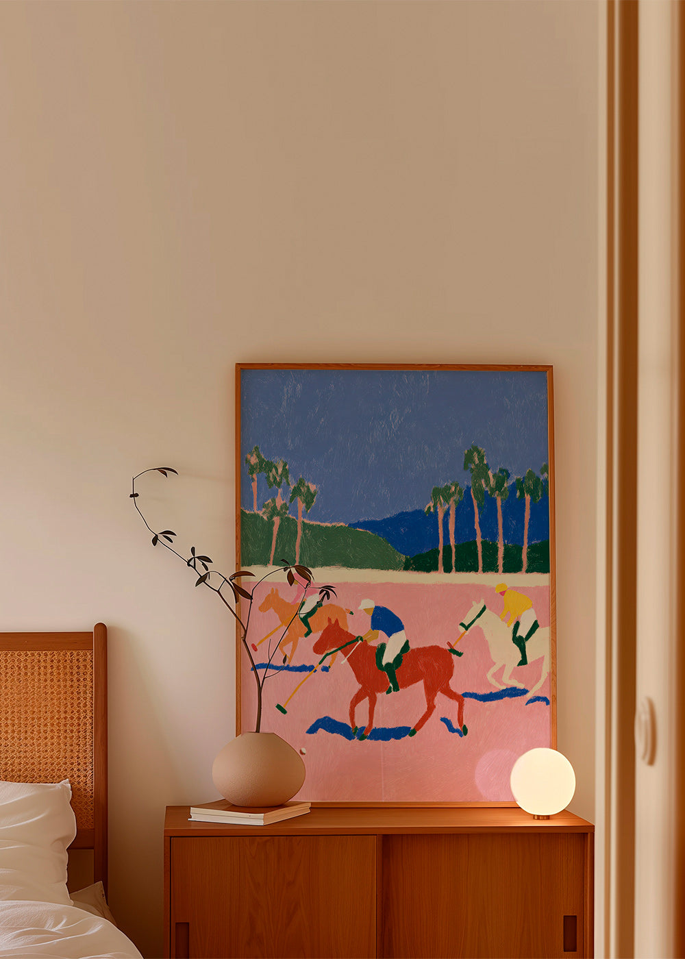 Polo sport schilderij in roze