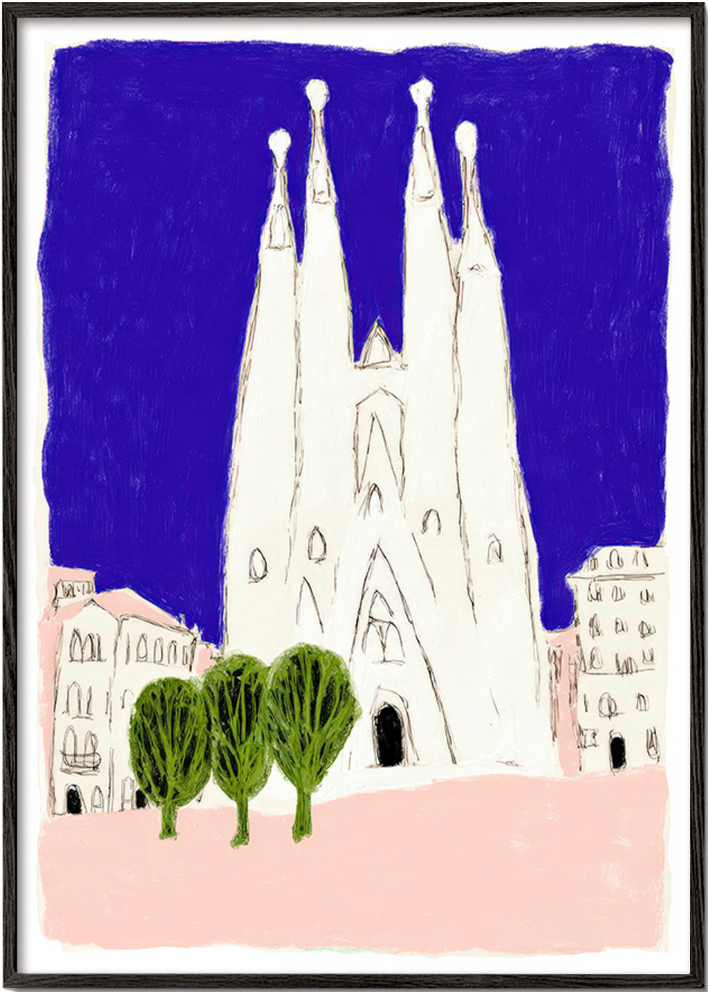 Keuken kunst Sagrada Familia nachtelijke schets