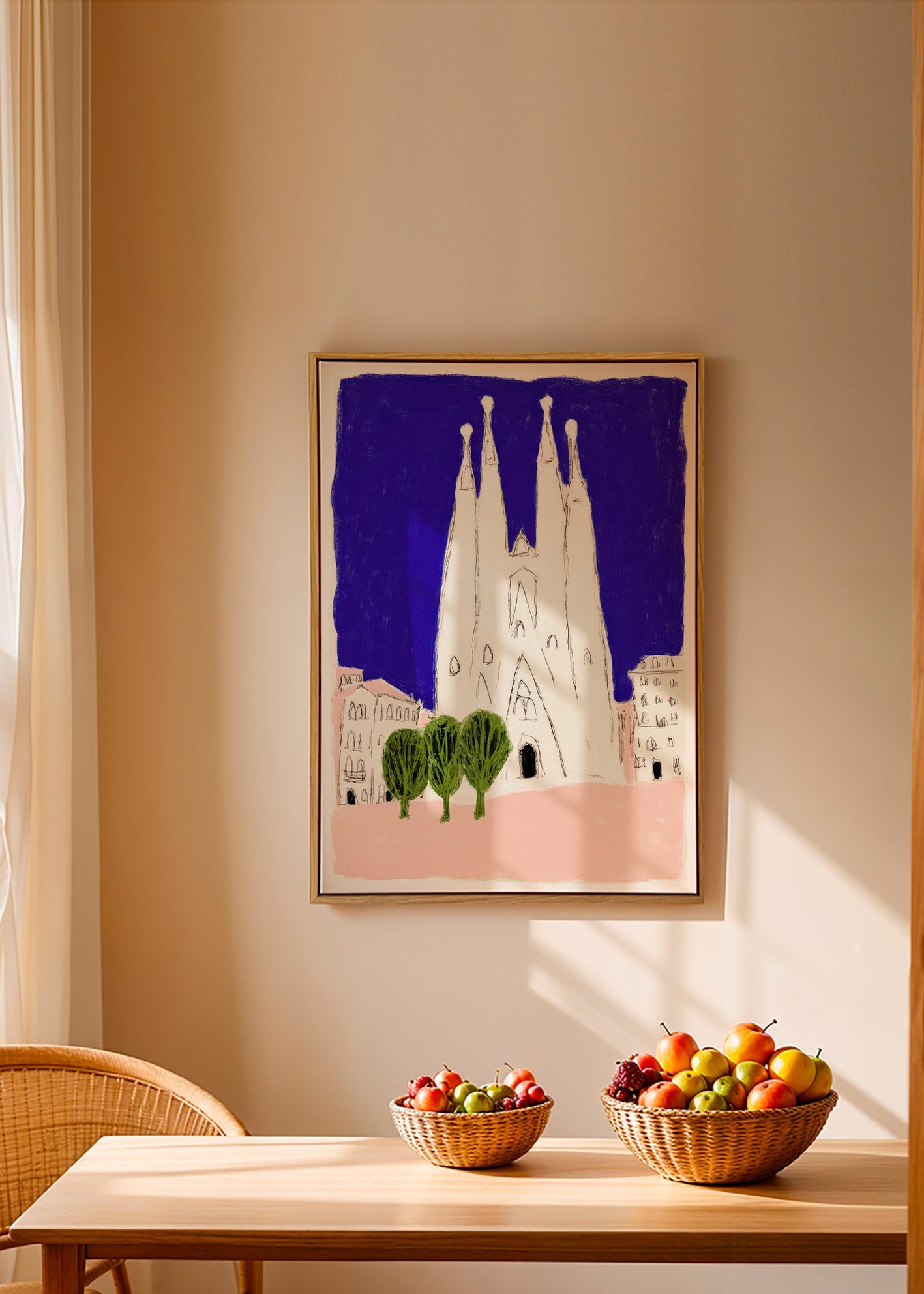 Keuken kunst Sagrada Familia nachtelijke schets