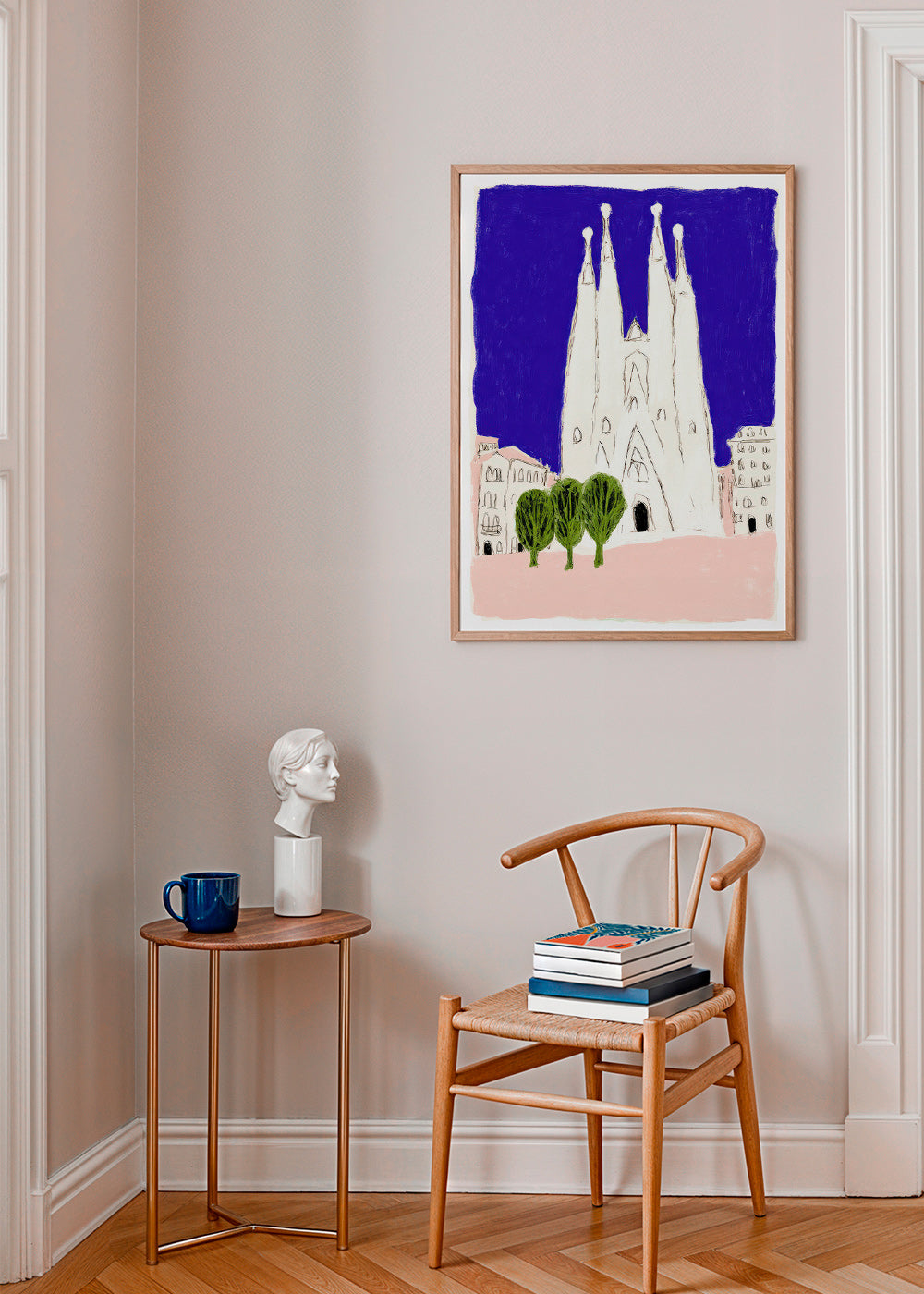 Tableau de voyage Sagrada Familia nocturne illustration