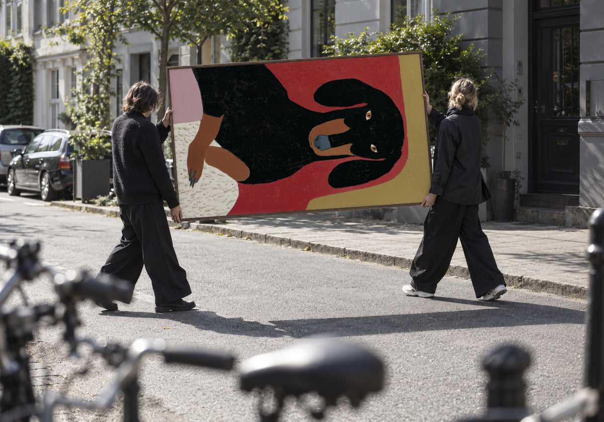 Black Dachshund - Framed canvas in an interior
