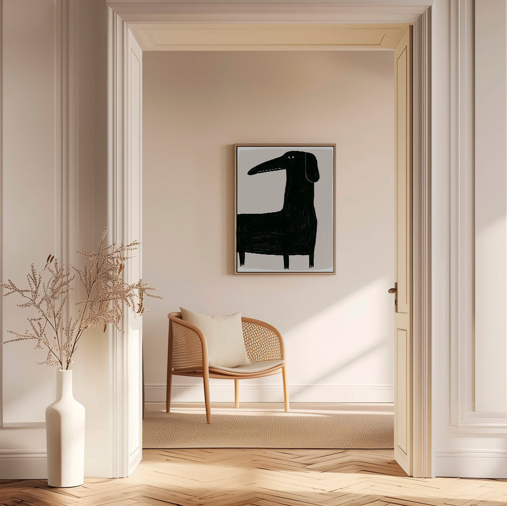 Poster langwerpige zwarte hond illustratie