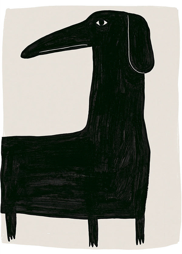 Poster langwerpige zwarte hond illustratie