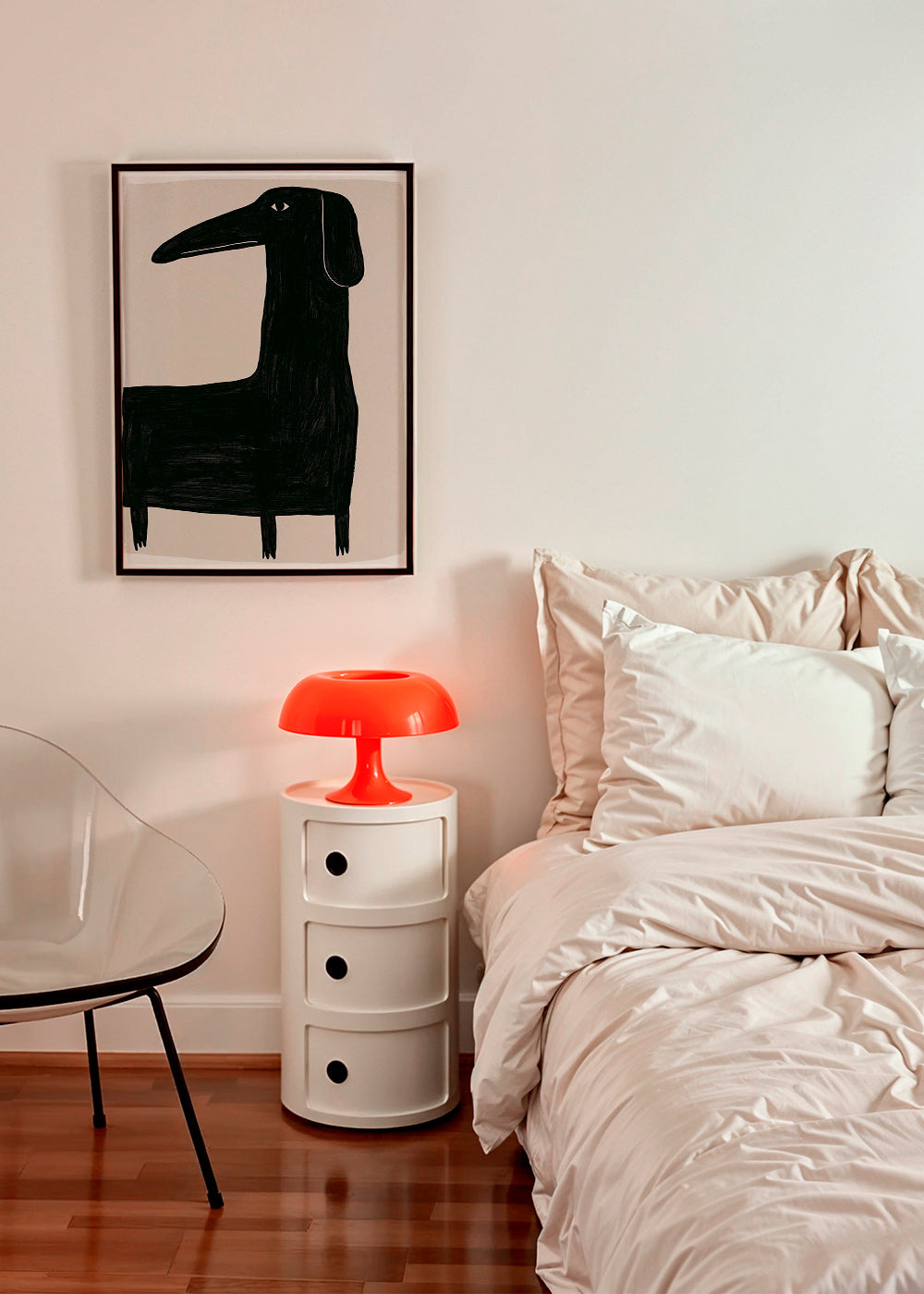 Poster langwerpige zwarte hond illustratie
