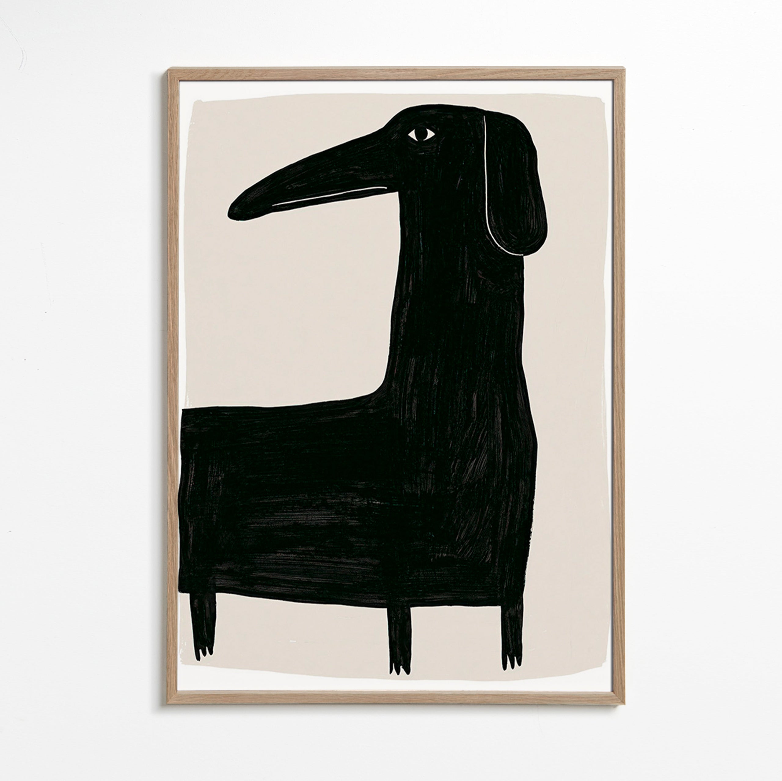 Poster langwerpige zwarte hond illustratie