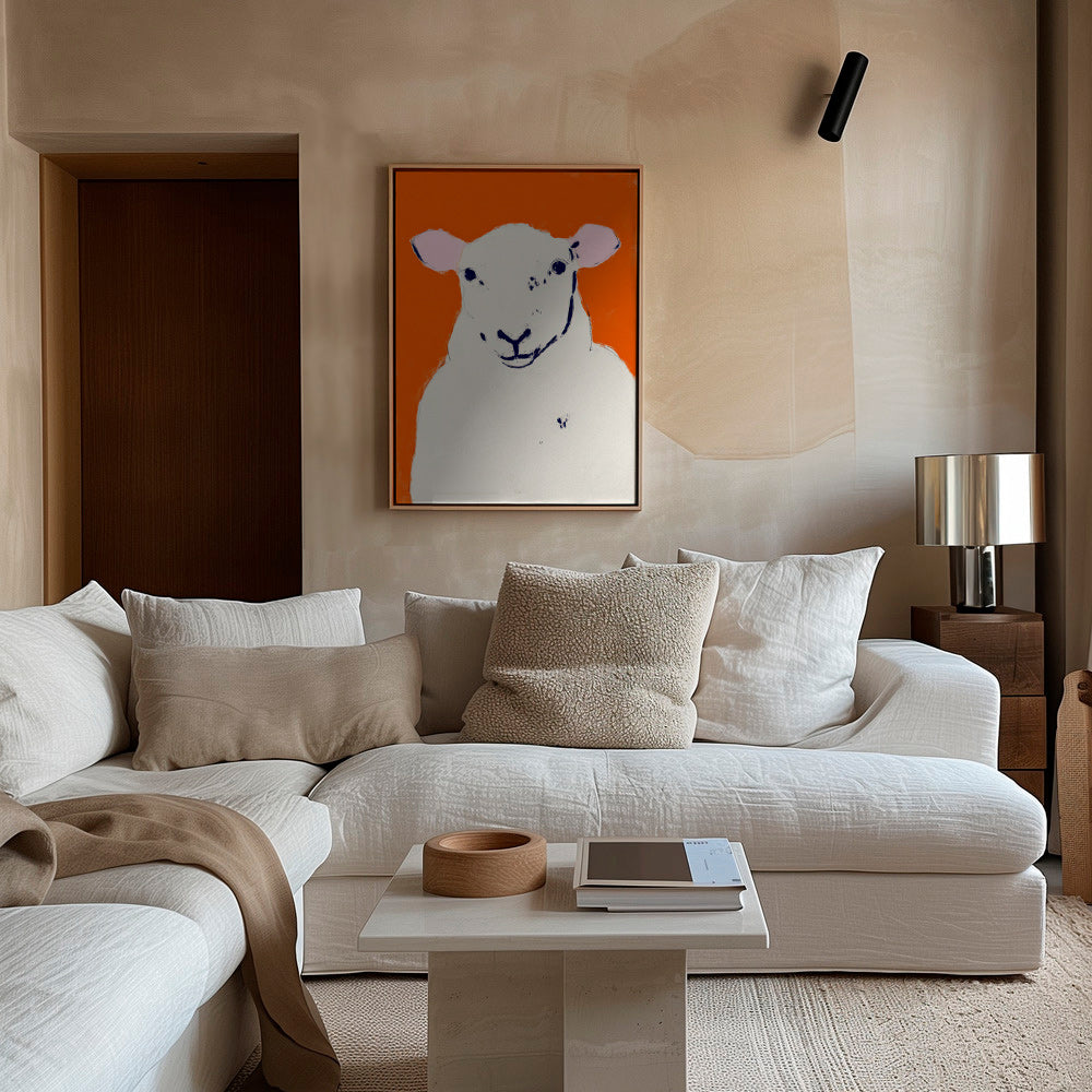Kunstwerk witte schaap minimalistisch