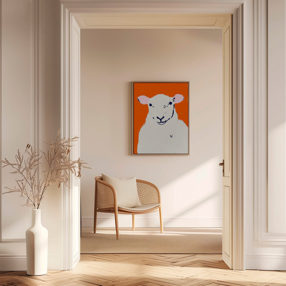 Kunstwerk witte schaap minimalistisch