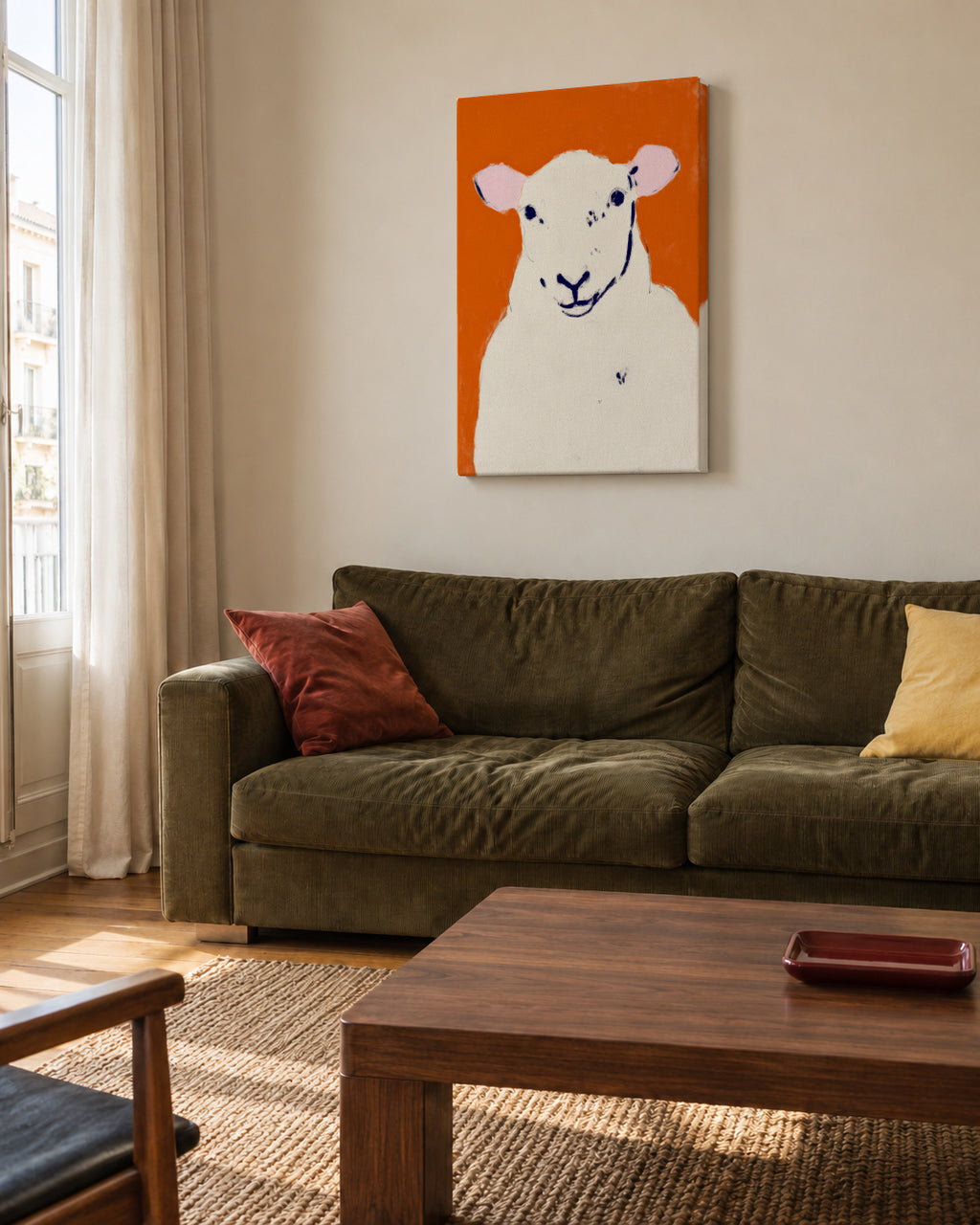 White Sheep - Unframed canvas in an interior
