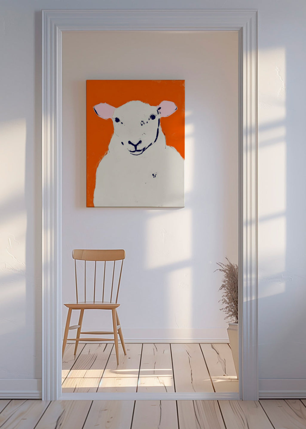 Kunstwerk witte schaap minimalistisch