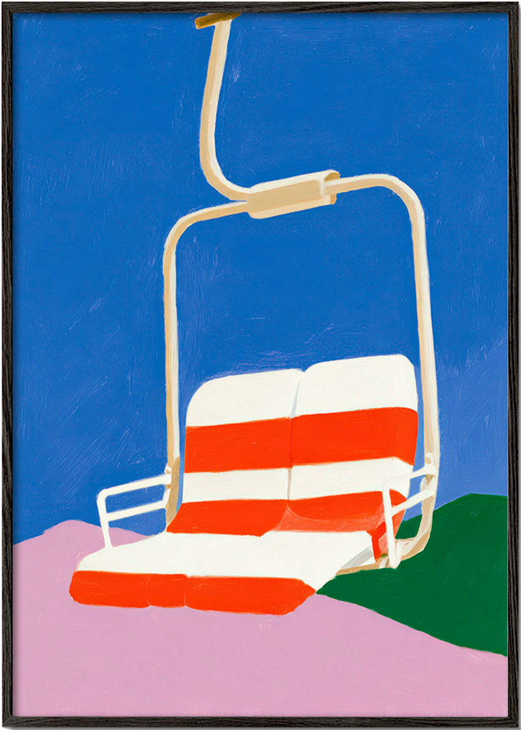 Illustration Sessellift mit gestreiftem Sitz