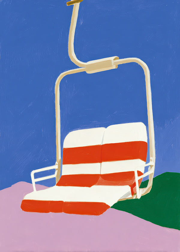 Illustration Sessellift mit gestreiftem Sitz