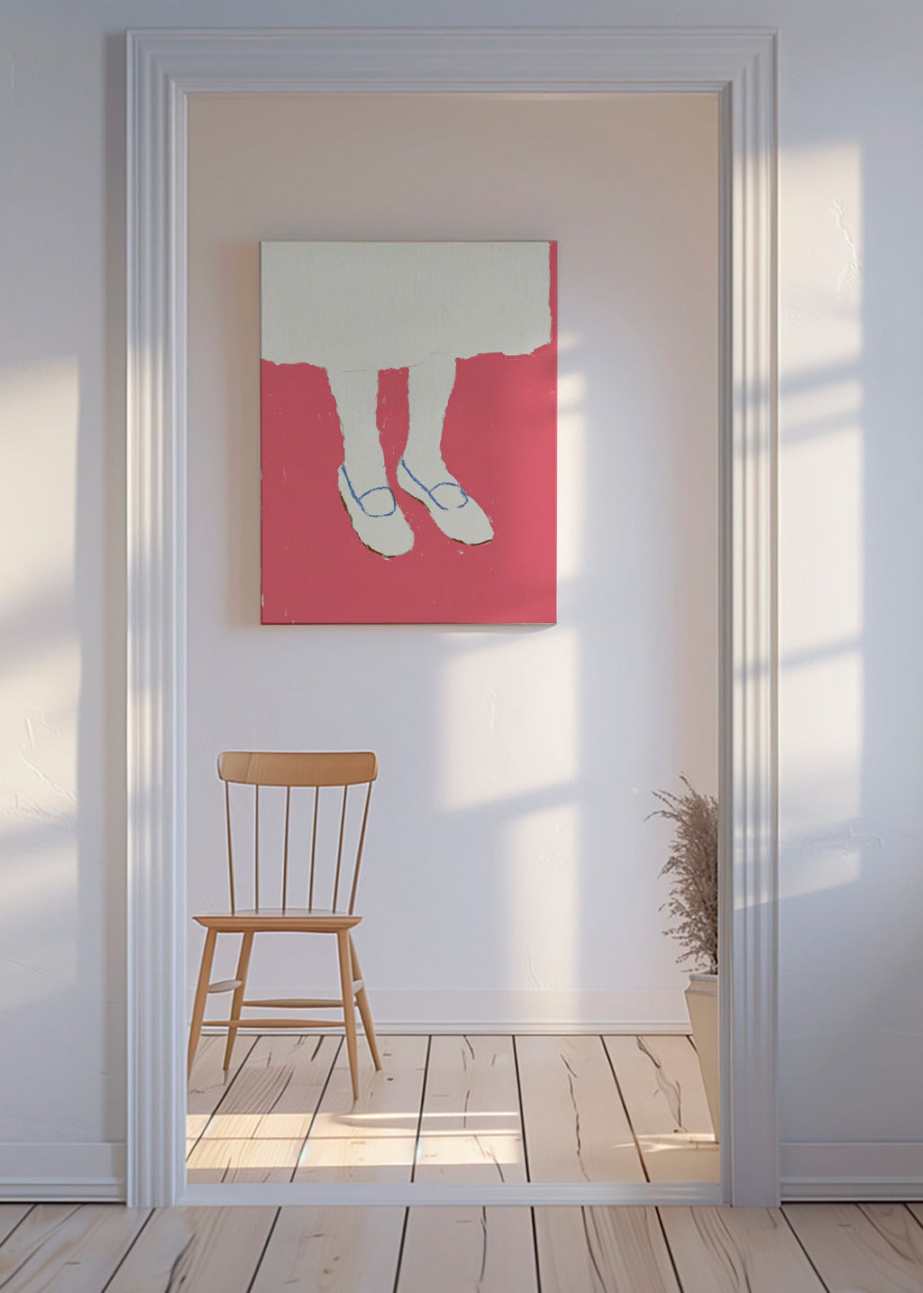 Illustratie van benen met roze schoenen