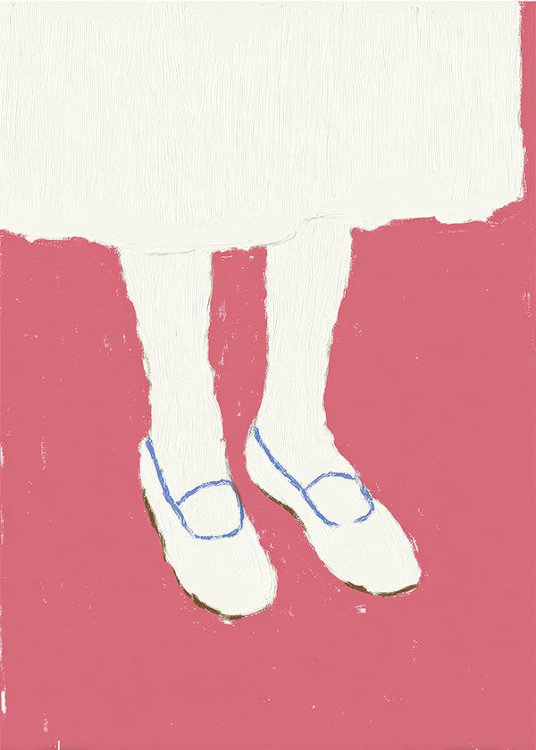 Illustratie van benen met roze schoenen