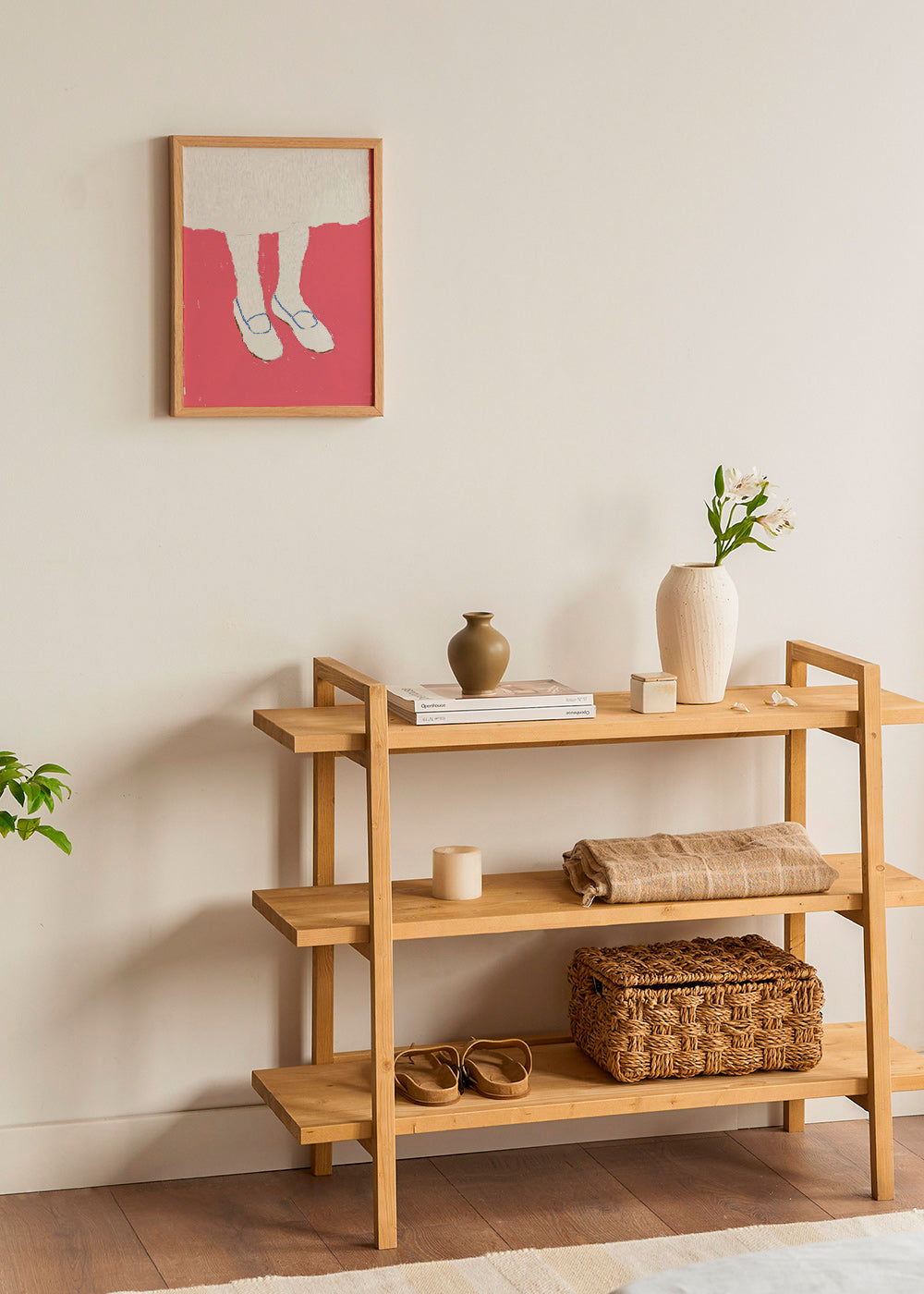 Illustratie van benen met roze schoenen