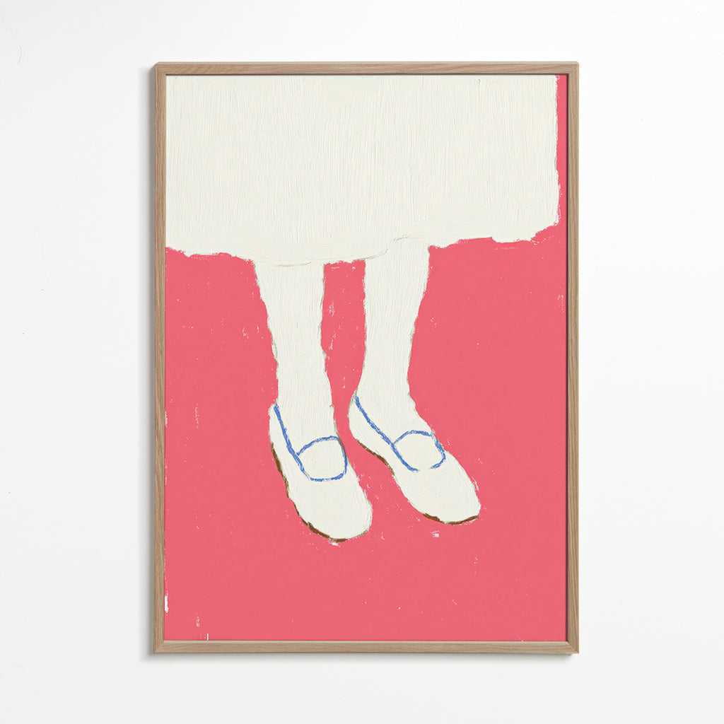 Illustratie van benen met roze schoenen