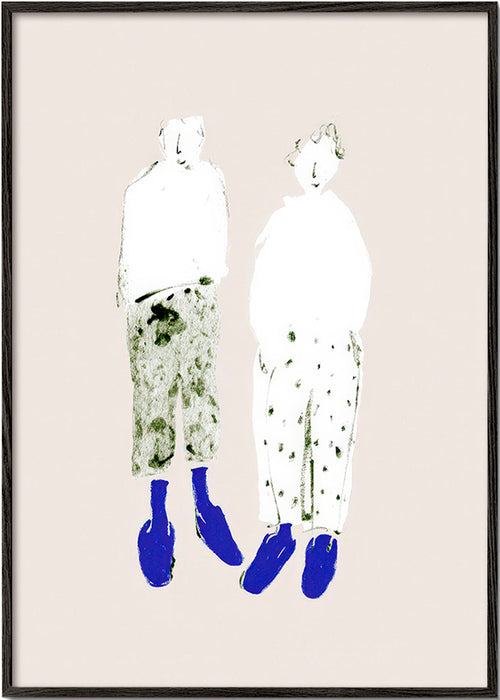 Minimalistische Paar-Illustration mit blauen Stiefeln
