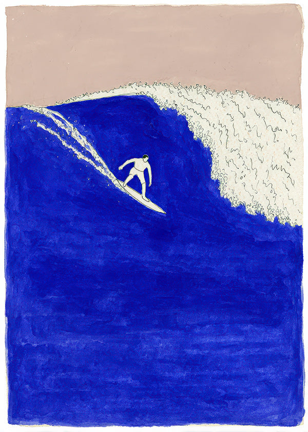 Sportbild: Surfer in intensiver blauer Welle
