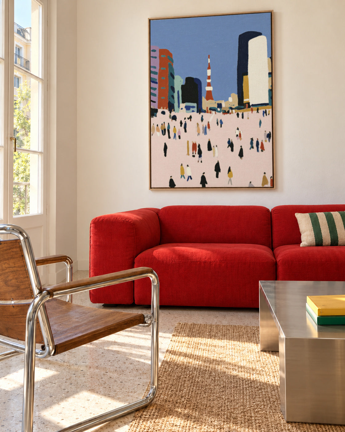 City Crowd - Framed canvas in an interior
