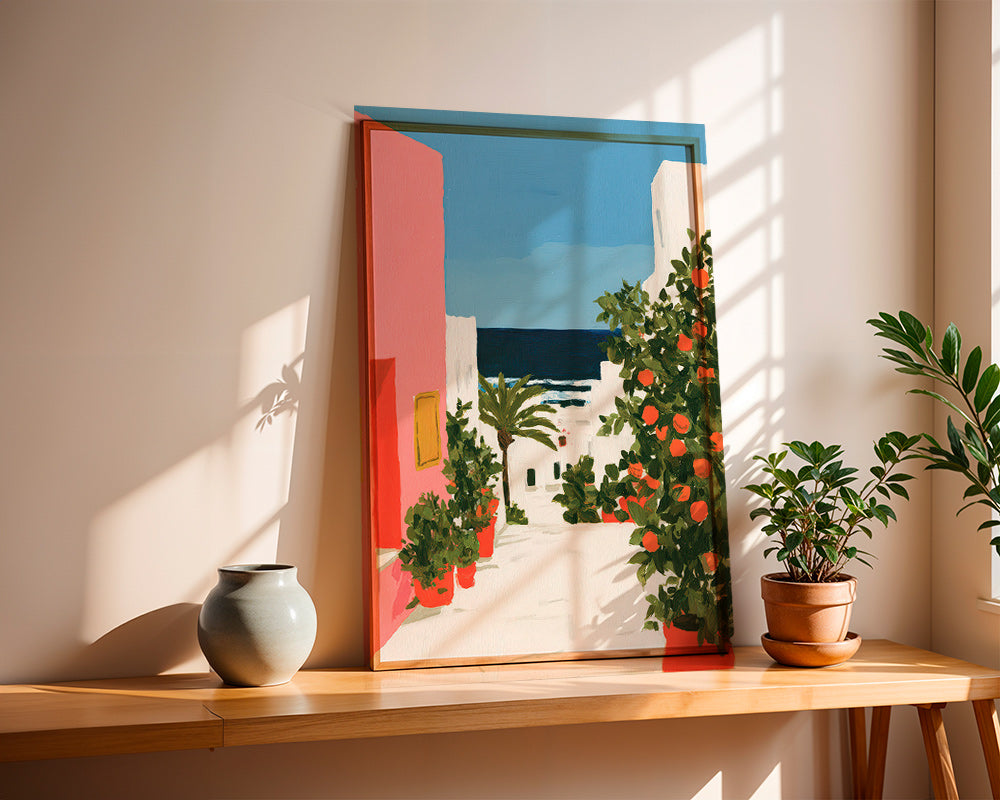 Tableau de paysage côtier aux orangers