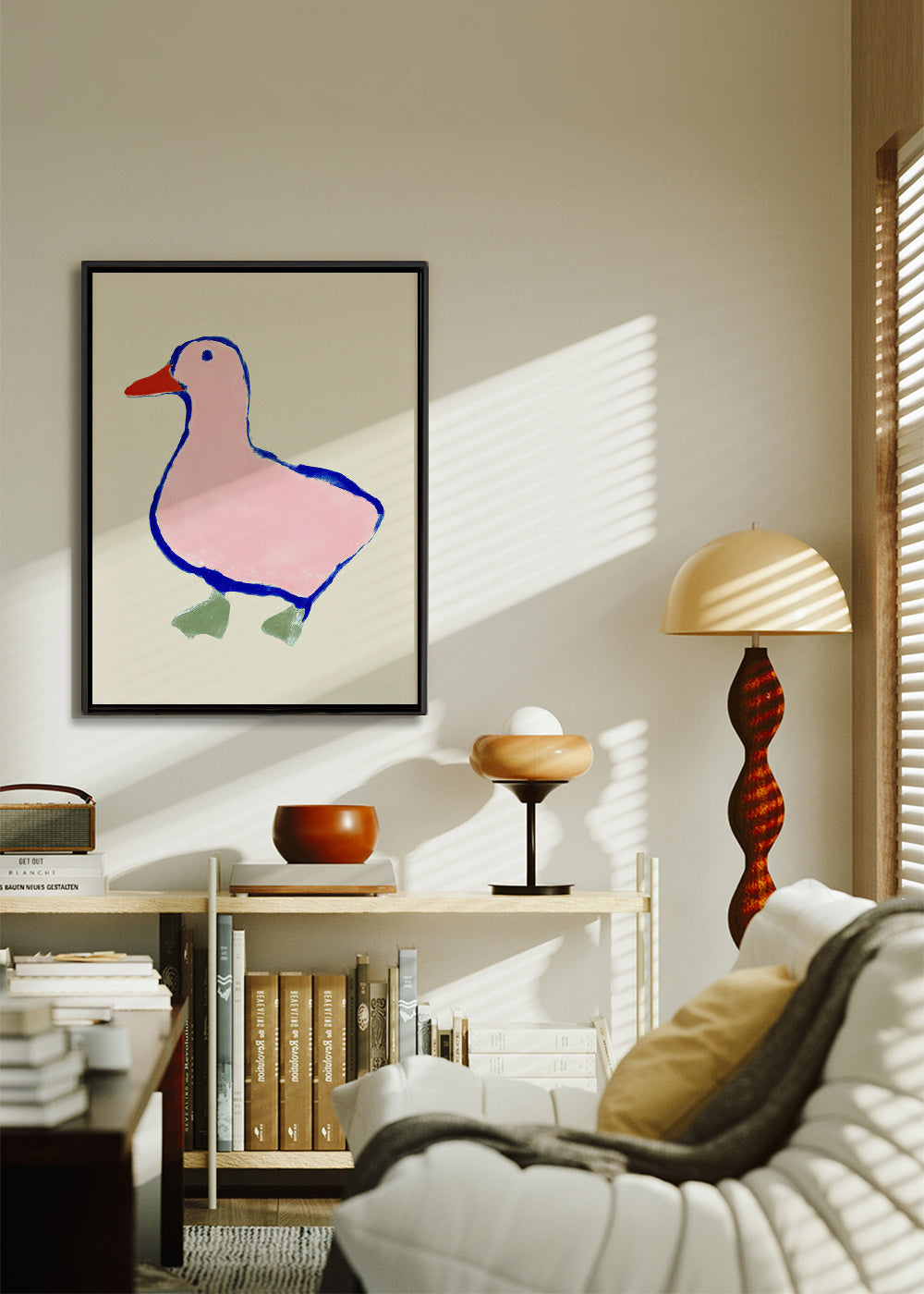 Kinderposter: roze eendje