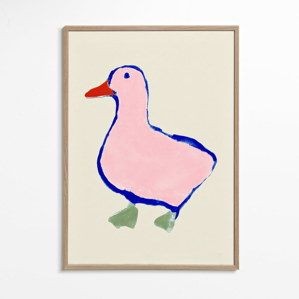 Kinderposter: roze eendje