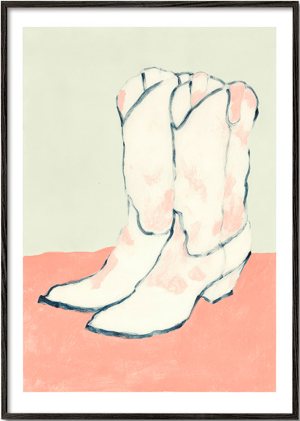 Illustration bottes blanches sur fond pastel