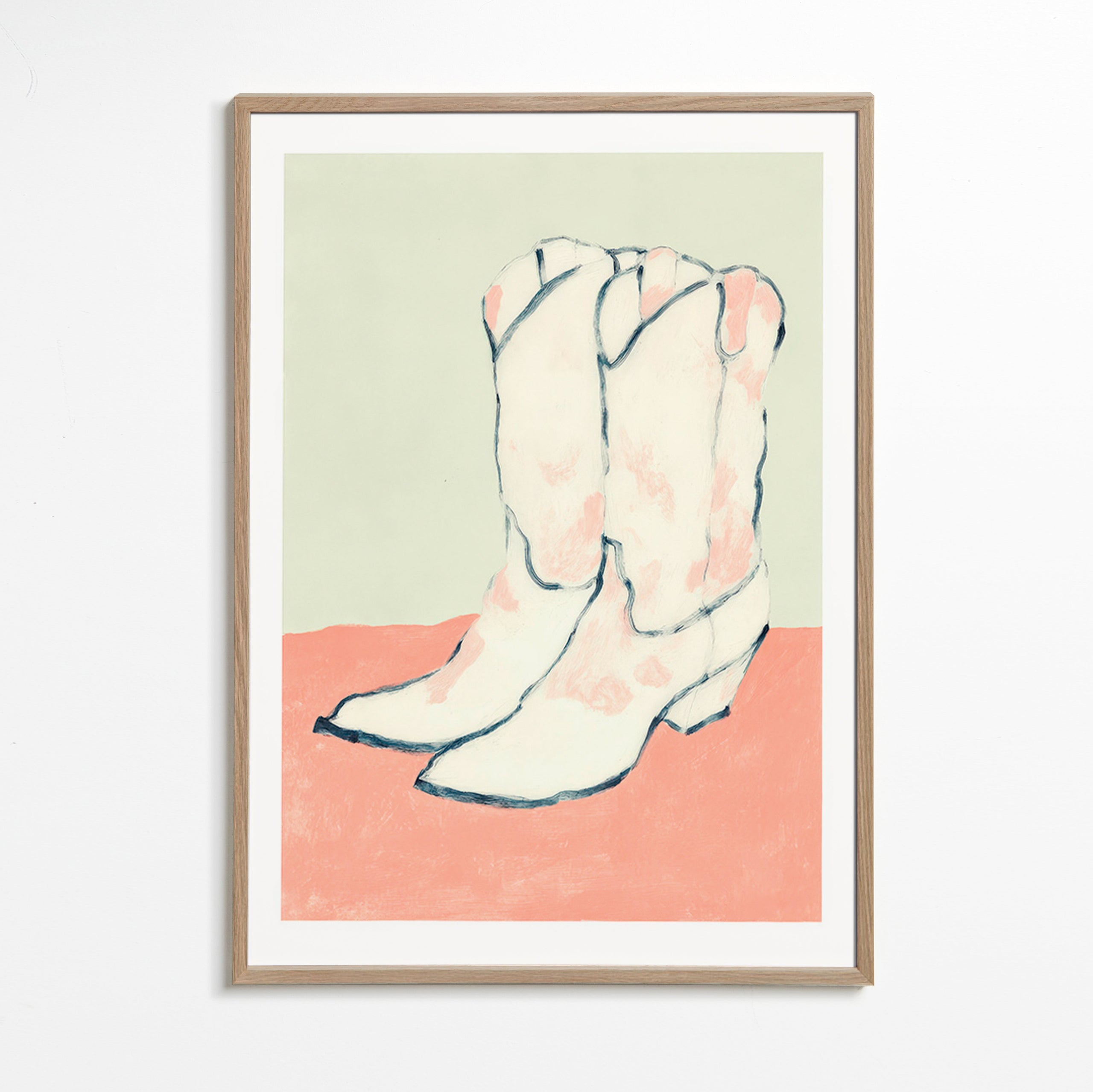 Illustration bottes blanches sur fond pastel