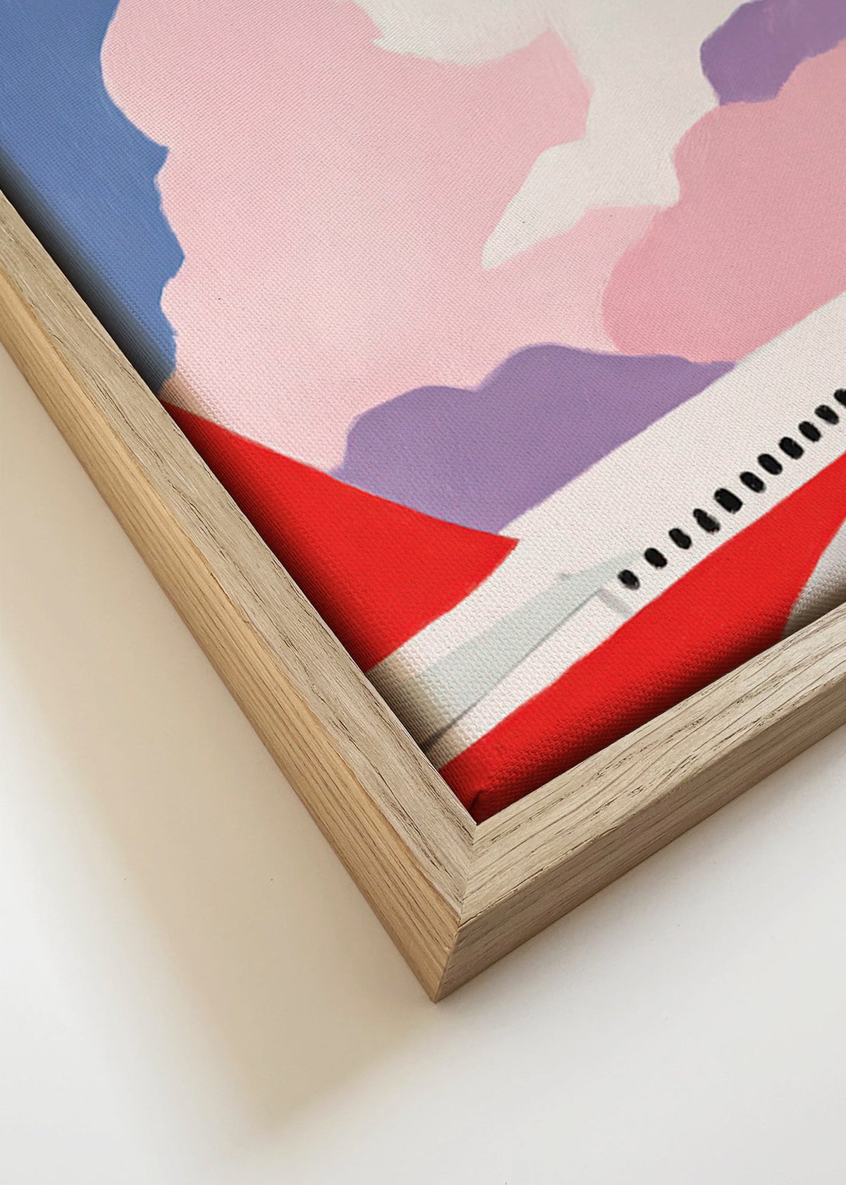 Illustration Flugzeug über rosa Wolken