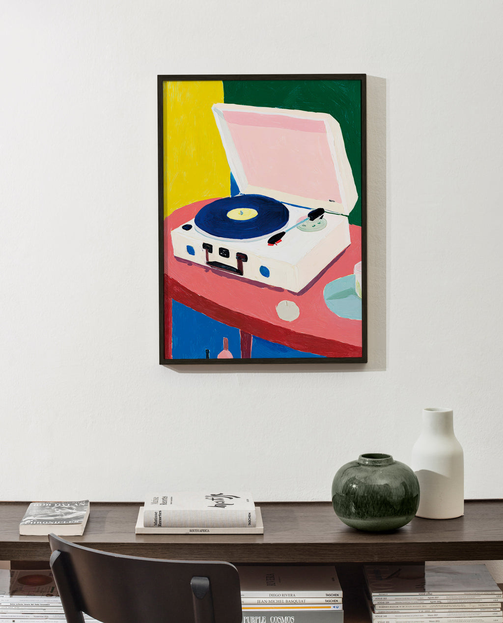 Illustration: Retro-Plattenspieler auf Tisch