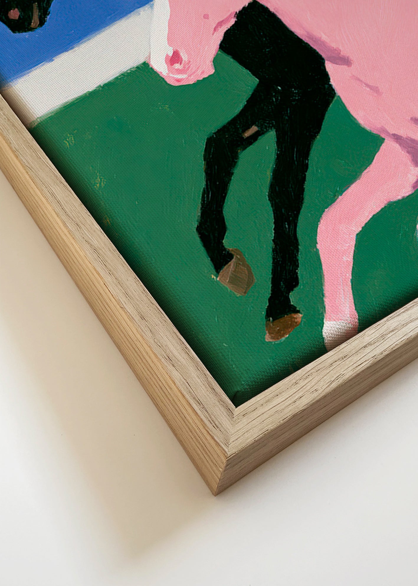 Kunstwerk vier rennende paarden met vlakke kleuren